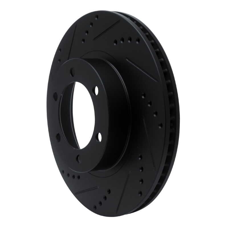 Lexus GX470 Brake Rotor (1) - Front Left - R1 Concepts - Drilled & Slotted - Black - `03-`09